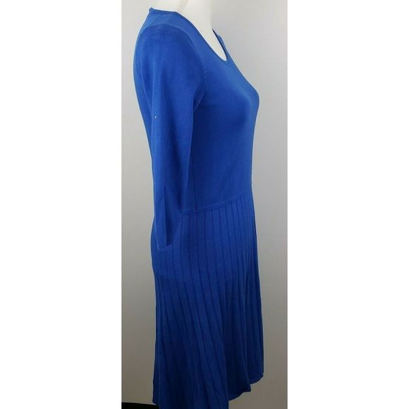 Talbots a-line sweater swing dress sz MP blue - Picture 2 of 7
